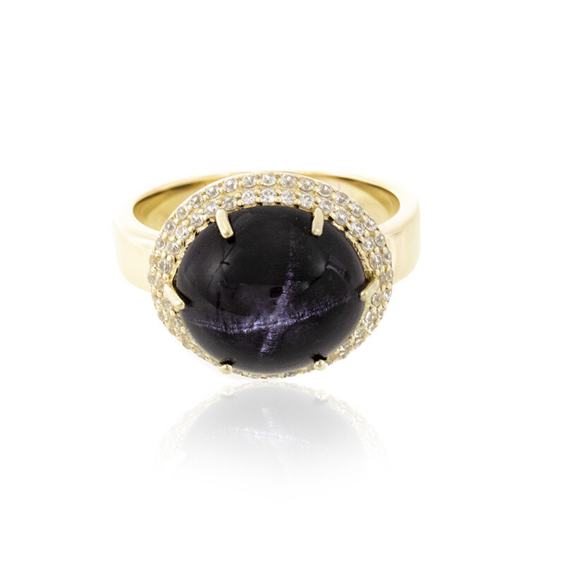 INDIA MADE Anello in oro regolabile con granato essonite naturale
