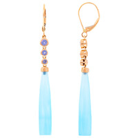 Orecchini in oro con Calcedonio Blu (KM by Juwelo)