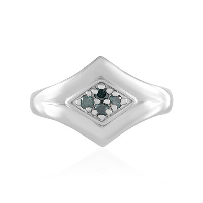 Anello in argento con Diamante Blu I2