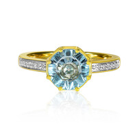 Anello in oro con Topazio Blu Svizzero (Glenn Lehrer)