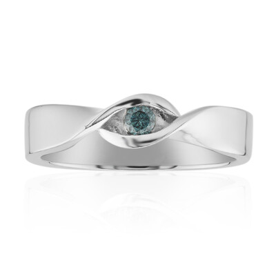 Anello in argento con Diamante Blu Cielo I1