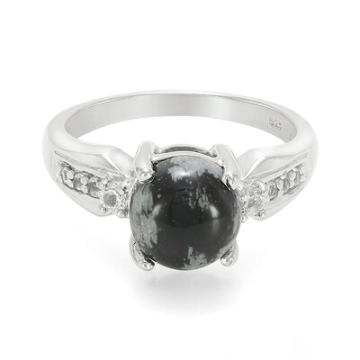 Anello in argento con Ossidiana Fiocco di Neve