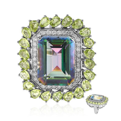 Anello in argento con Quarzo Mistico Verde