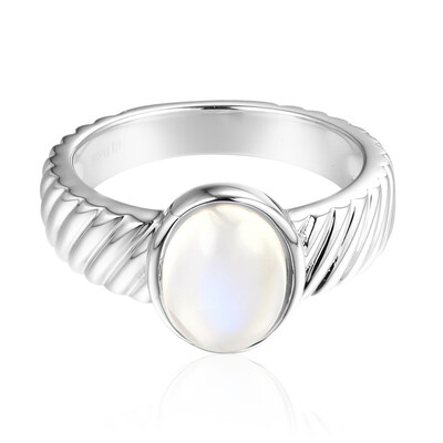 Anello in argento con Pietra di Luna Arcobaleno della Tanzania