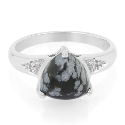 Anello in argento con Ossidiana Fiocco di Neve