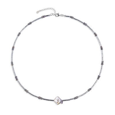 Collana in argento con Perla d'Acqua Dolce Porpora