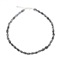 Collana in argento con Ossidiana Fiocco di Neve
