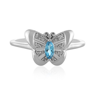 Anello in argento con Topazio Blu Svizzero