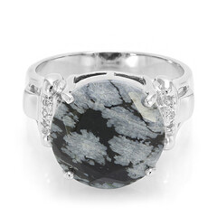 Anello in argento con Ossidiana Fiocco di Neve