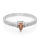 Anello placcato in platino con Zaffiro Padparadscha