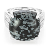 Anello in argento con Ossidiana Fiocco di Neve
