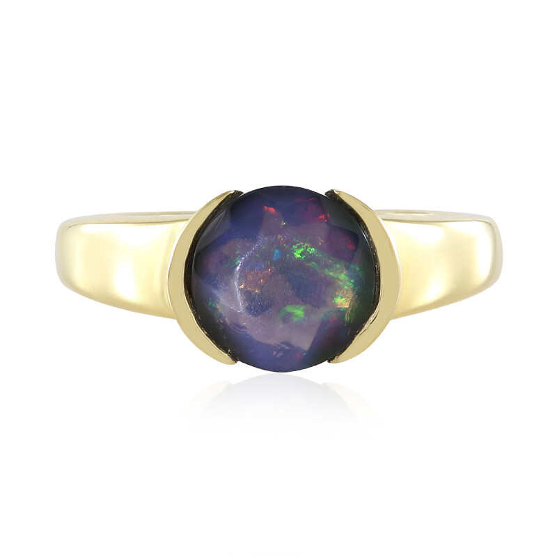 Anello in argento placcato oro con opale etiope e zircone, 0,72 carati