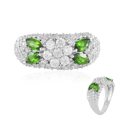Anello in argento con Diopside Russo