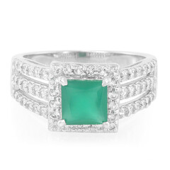 Anello in argento con Calcedonio Verde