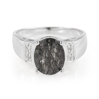 Anello da uomo in argento con Quarzo Rutilato Nero