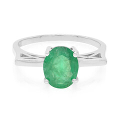Anello placcato in platino con Smeraldo Bahia