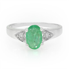 Anello placcato in platino con Smeraldo Bahia