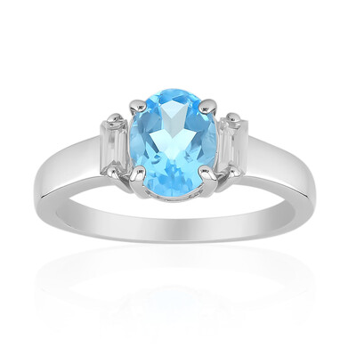 Anello in argento con Topazio Blu Svizzero