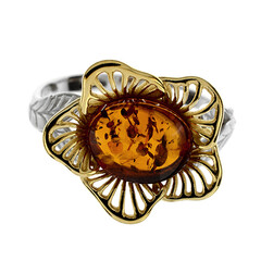 Anello in argento con Ambra Baltica