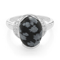 Anello in argento con Ossidiana Fiocco di Neve