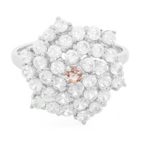 Anello placcato in platino con Zaffiro Padparadscha