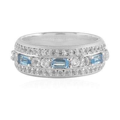 Anello in argento con Topazio Blu Svizzero