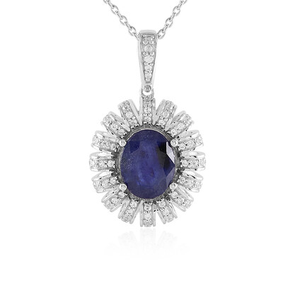 Collana in argento con Zaffiro Blu del Madagascar