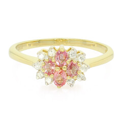 Anello placcato in oro con Zaffiro Padparadscha