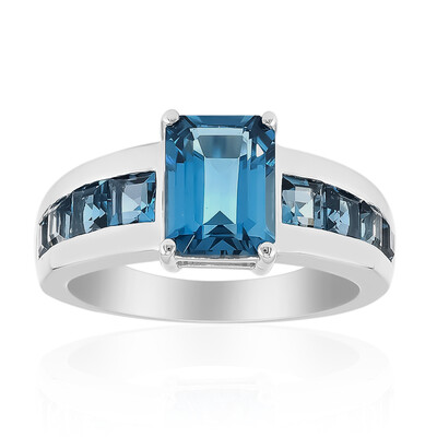Anello in argento con Topazio Blu Londra