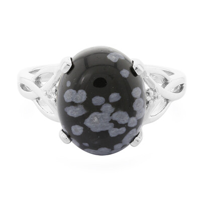 Anello in argento con Ossidiana Fiocco di Neve