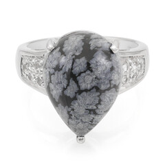 Anello in argento con Ossidiana Fiocco di Neve
