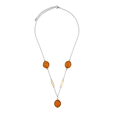 Collana in argento con Ambra Baltica Cognac (dagen)
