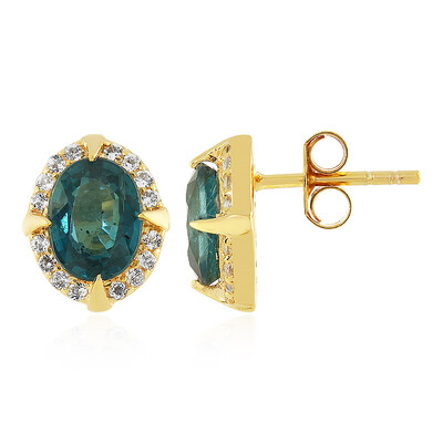 Orecchini in argento con Cianite Blu Foglia di Tè