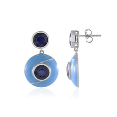 Orecchini in argento con Zaffiro Blu del Madagascar (Adela Silber)