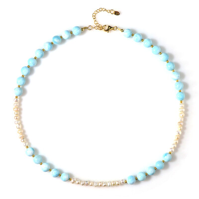 Collana in argento con Aragonite Blu (Riya)