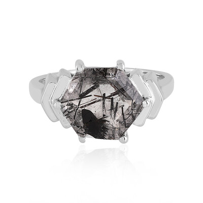 Anello in argento con Quarzo Rutilato Nero
