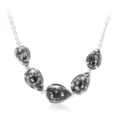 Collana in argento con Ossidiana Fiocco di Neve