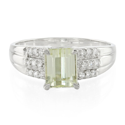 Anello placcato in platino con Kunzite Canarino