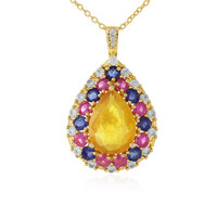 Collana in argento con Zaffiro Giallo del Madagascar