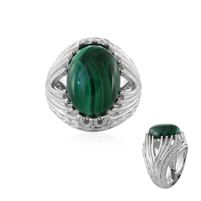 Anello da uomo in argento con Malachite