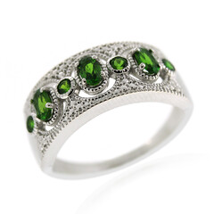Anello in argento con Diopside Russo