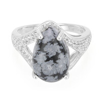 Anello in argento con Ossidiana Fiocco di Neve