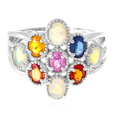Anello in argento con Zaffiro Fancy