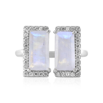 Anello in argento con Pietra di Luna Arcobaleno
