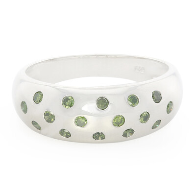 Anello in argento con Diamante Verde Smeraldo