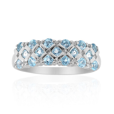 Anello in argento con Topazio Blu Svizzero