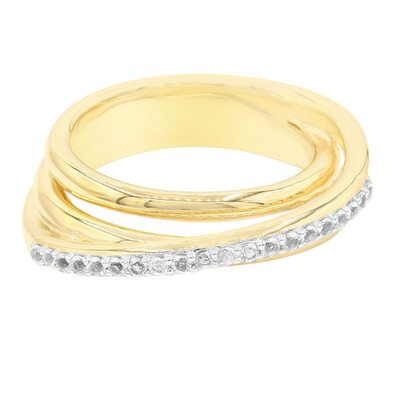Anello placcato in oro con Topazio Bianco