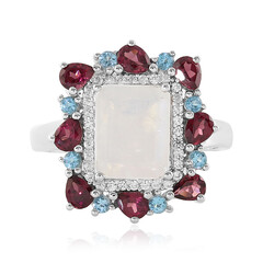 Anello in argento con Pietra di Luna Arcobaleno