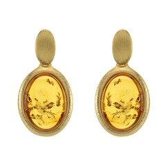 Orecchini in argento con Ambra Baltica Cognac