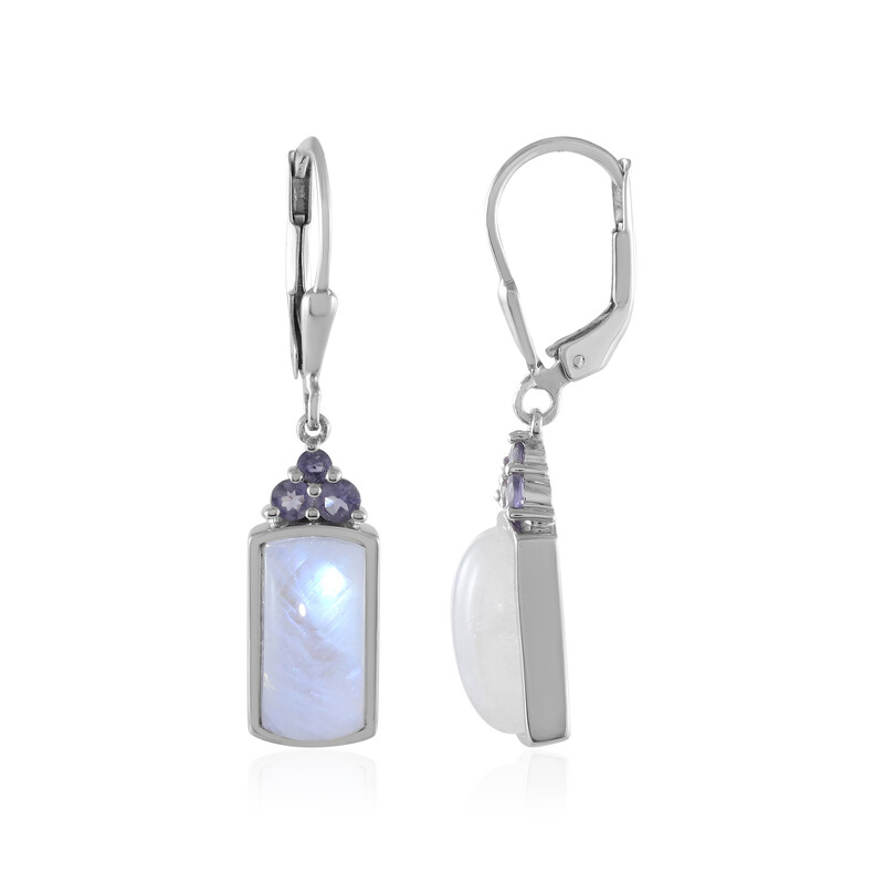 Orecchini a vite in argento sterling 18G con pietra di luna. - Italia